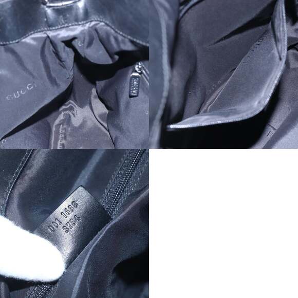 GUCCI Bamboo Hand Bag Nylon Black Silver 001 1638 001 1638 - Picture 12 of 12